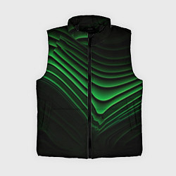 Женский жилет Зеленые линии абстракция, цвет: 3D-черный