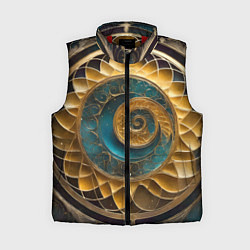 Женский жилет Синий золотой водоворот декоративный орнамент, цвет: 3D-красный