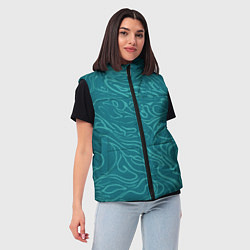 Женский жилет Абстракция зелёный разводы, цвет: 3D-черный — фото 2