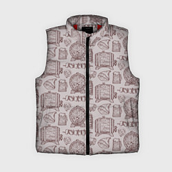 Женский жилет Паттерн с деревянной кружкой и шашлыком в стиле кр, цвет: 3D-красный