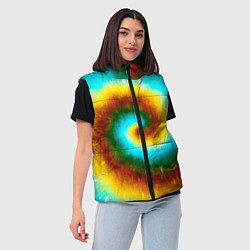 Женский жилет Тай-дай коричневый, цвет: 3D-черный — фото 2