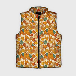 Женский жилет Осенние листья узор, цвет: 3D-светло-серый