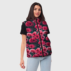 Женский жилет Красные цветы узор, цвет: 3D-черный — фото 2