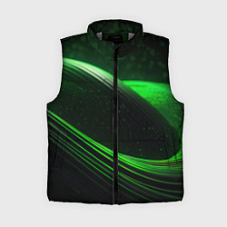 Женский жилет Зеленые абстрактные волны, цвет: 3D-светло-серый