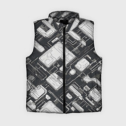 Женский жилет Полосы Чёрно-белые киберпанк, цвет: 3D-светло-серый