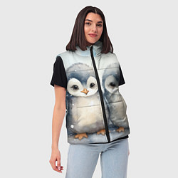 Женский жилет Милые пингвины акварель, цвет: 3D-светло-серый — фото 2