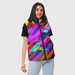 Женский жилет Неоновые разноцветные пластины, цвет: 3D-черный — фото 2