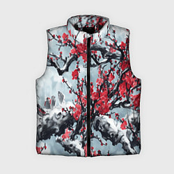 Женский жилет Лепестки цветущей вишни - сакура, цвет: 3D-черный