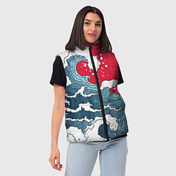Женский жилет Страна восходящего солнца - большая волна, цвет: 3D-черный — фото 2