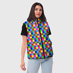 Женский жилет Разноцветные плитки, цвет: 3D-красный — фото 2