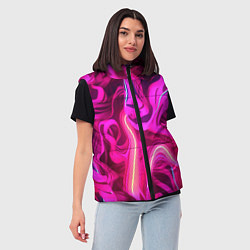 Женский жилет Pink neon abstract, цвет: 3D-светло-серый — фото 2
