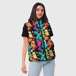 Женский жилет Паттерн с разноцветными приведениями, цвет: 3D-светло-серый — фото 2