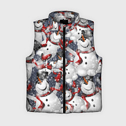 Женский жилет Зимний паттерн со снеговиками, цвет: 3D-светло-серый