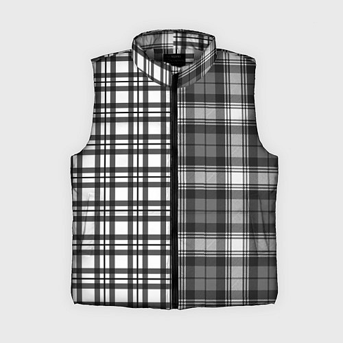 Женский жилет Черно-белый паттерн клетка / 3D-Светло-серый – фото 1