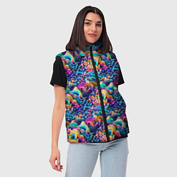 Женский жилет Разноцветные причудливые волны, цвет: 3D-черный — фото 2