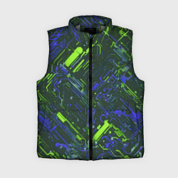 Женский жилет Киберпанк линии зелёные и синие
