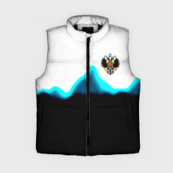 Женский жилет Герб РФ синяя волна