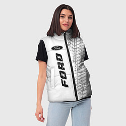 Женский жилет Ford speed на светлом фоне со следами шин: по-верт, цвет: 3D-черный — фото 2
