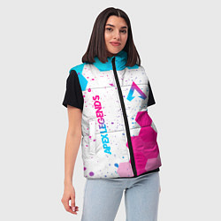 Женский жилет Apex Legends neon gradient style вертикально, цвет: 3D-черный — фото 2