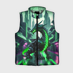 Женский жилет Неоновый зеленый дракон, цвет: 3D-светло-серый