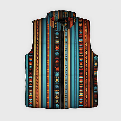 Женский жилет Этнический паттерн в вертикальную полоску / 3D-Красный – фото 1