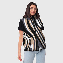 Женский жилет Абстракция чёрно-бежевая, цвет: 3D-черный — фото 2