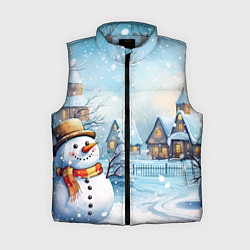 Женский жилет Новогодний городок и снеговики, цвет: 3D-светло-серый