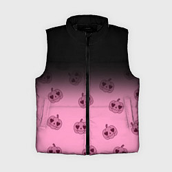 Женский жилет Черно-розовый градиент и хэллоуинские тыквы паттер, цвет: 3D-черный
