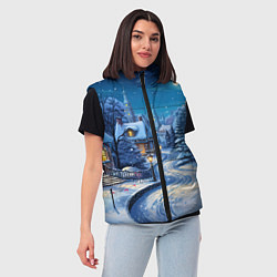 Женский жилет Новогодняя ночь в деревушке, цвет: 3D-светло-серый — фото 2