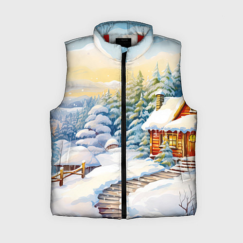 Женский жилет Дорожка к новогоднему дому / 3D-Красный – фото 1