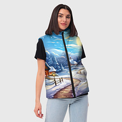 Женский жилет Новогоднее настроение пейзаж, цвет: 3D-красный — фото 2