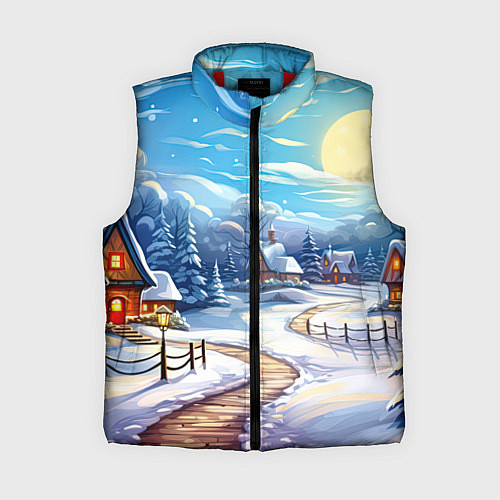 Женский жилет Новогоднее настроение пейзаж / 3D-Красный – фото 1