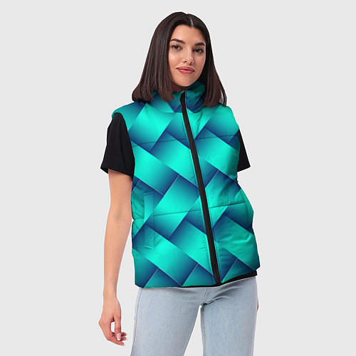 Женский жилет Бирюзовое переплетение / 3D-Светло-серый – фото 3
