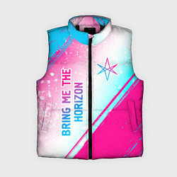 Женский жилет Bring Me the Horizon neon gradient style вертикаль, цвет: 3D-черный
