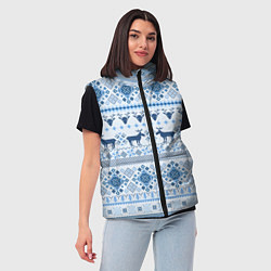 Женский жилет Blue sweater with reindeer, цвет: 3D-черный — фото 2