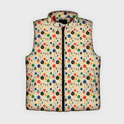 Женский жилет Разноцветные ёлочные игрушки, цвет: 3D-красный