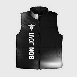 Женский жилет Bon Jovi glitch на темном фоне по-вертикали, цвет: 3D-черный