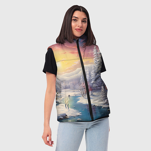 Женский жилет Сказочное сияние нового года / 3D-Светло-серый – фото 3