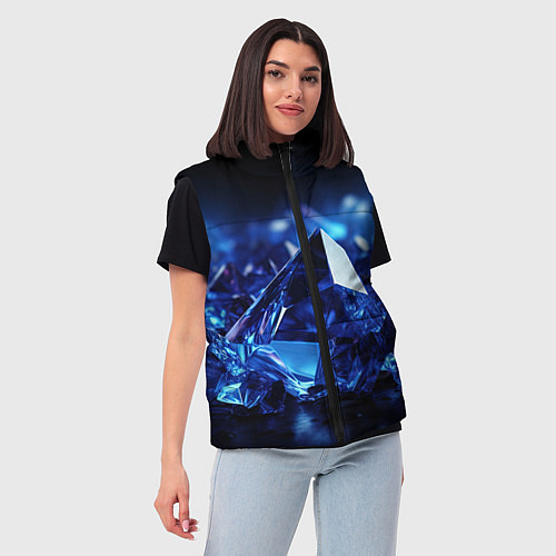 Женский жилет Синие прозрачные алмазы / 3D-Светло-серый – фото 3