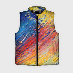 Женский жилет Смешение масляных красок синий жёлтый красный живо, цвет: 3D-черный