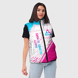 Женский жилет Thirty Seconds to Mars neon gradient style вертика, цвет: 3D-черный — фото 2