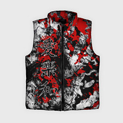 Женский жилет Японский стиль иероглифы, цвет: 3D-черный