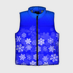 Женский жилет Снежинки на синем, цвет: 3D-светло-серый