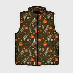 Женский жилет Перья и физалис green, цвет: 3D-светло-серый