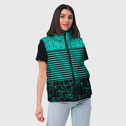 Женский жилет Темно бирюзовый полосатый узор, цвет: 3D-светло-серый — фото 2