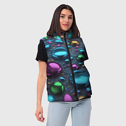 Женский жилет Абстрактция с разноцветными металлическими овалами, цвет: 3D-черный — фото 2
