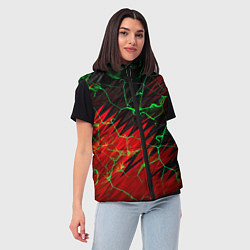 Женский жилет Зелёные трещины узоры, цвет: 3D-красный — фото 2