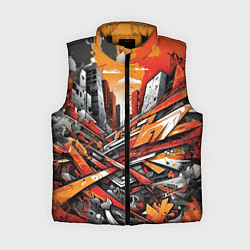 Женский жилет Улица в оранжевом граффити, цвет: 3D-черный