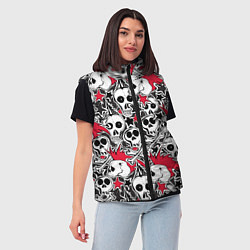 Женский жилет Черепа и звезды, цвет: 3D-светло-серый — фото 2