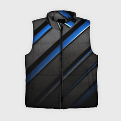 Женский жилет Black blue lines, цвет: 3D-черный